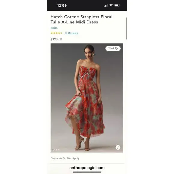 Hutch Women's Corene Strapless Floral Aline Midi Dress Multicolor 12 NWT -  conticontadores.com.br